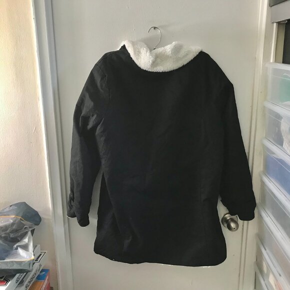 Women's Black Cotton Jacket with Sherpa Material - size 2XL - fits like L-XL - Picture 6 of 6